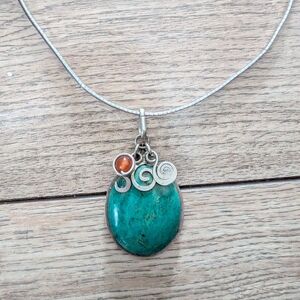 Turquoise and Silver Pendant Necklace